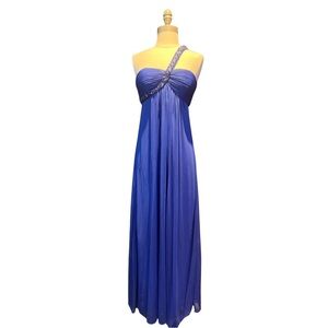 Xscape Royal Blue One-Shoulder Gown